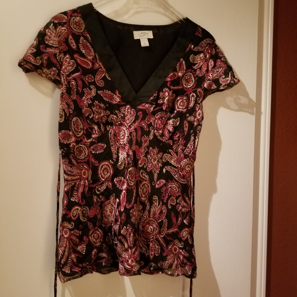 Ann Taylor Loft Red/Black Blouse